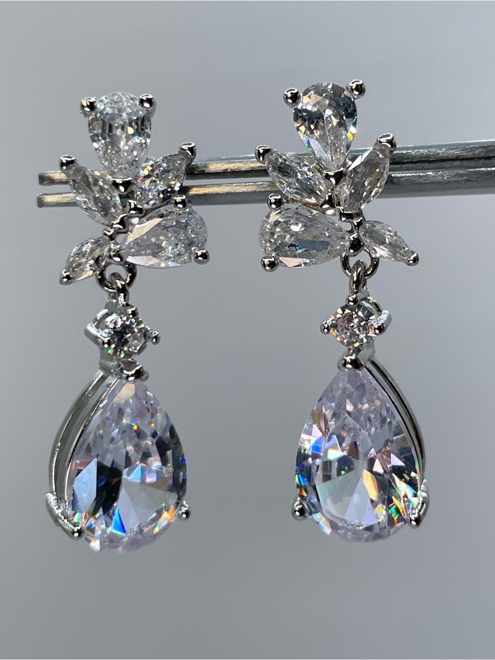 Swarovski Crystal Elements White Crystal Art Deco Dangle Earrings